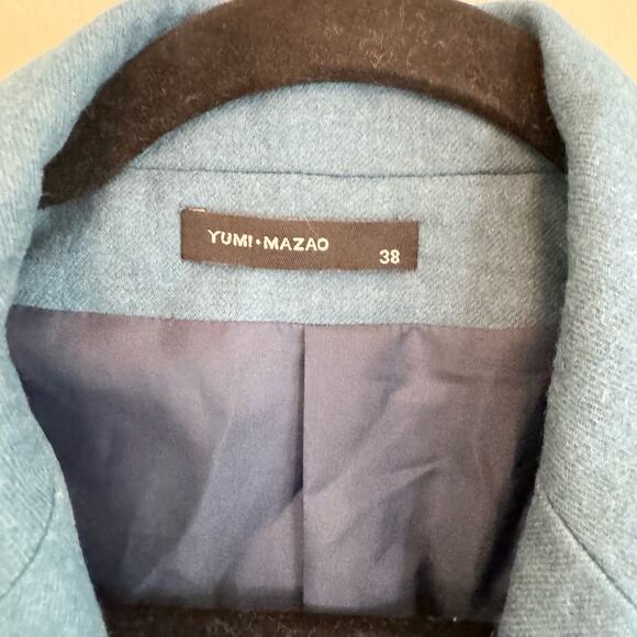 Yumi Mazao Jacket Womens 38 M Wool Career Military Business 2 Button Blazer Blue - Picture 3 of 10